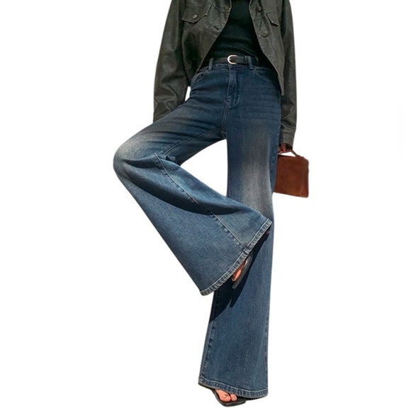 Commense Wide Leg Jeans Pants Vintage Style Denim Blue Medium Wash NWT XL or L - Picture 3 of 12